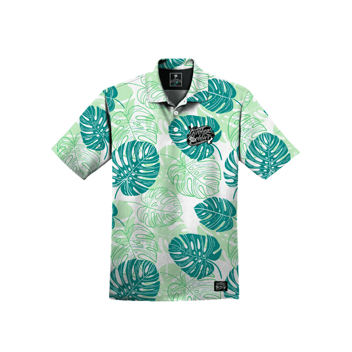 Guåhan Soldier Men’s “Monstera Greens” 3-Button Polo
