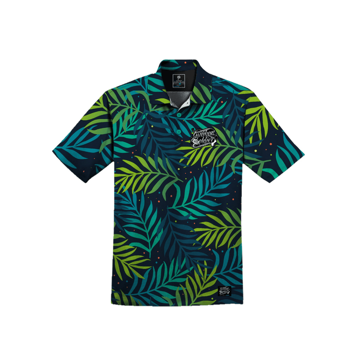 Guåhan Soldier Men’s “Night Palm Leaves” 3-Button Polo