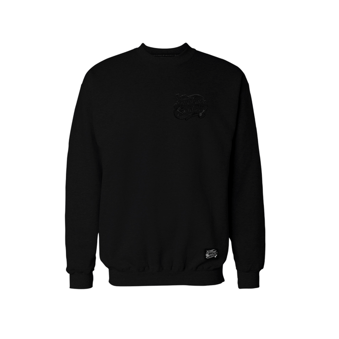 Guåhan Soldier Men’s "Script" Black on Black Crewneck Sweatshirt