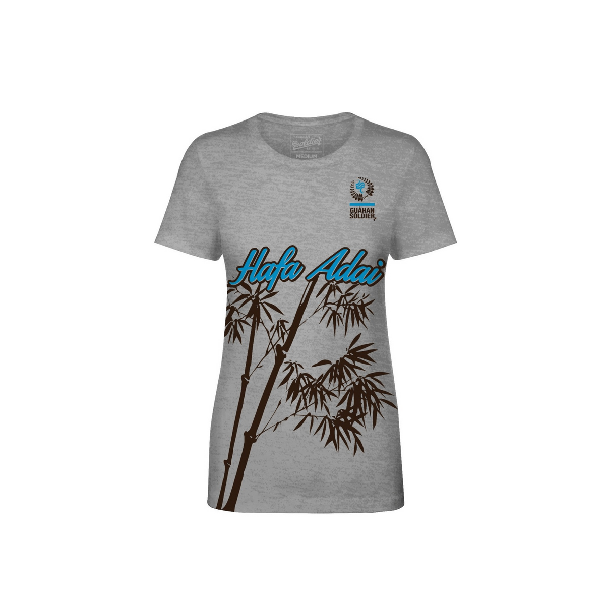 Guåhan Soldier “Hafa Adai” Women’s T-shirt – Light Blueprint