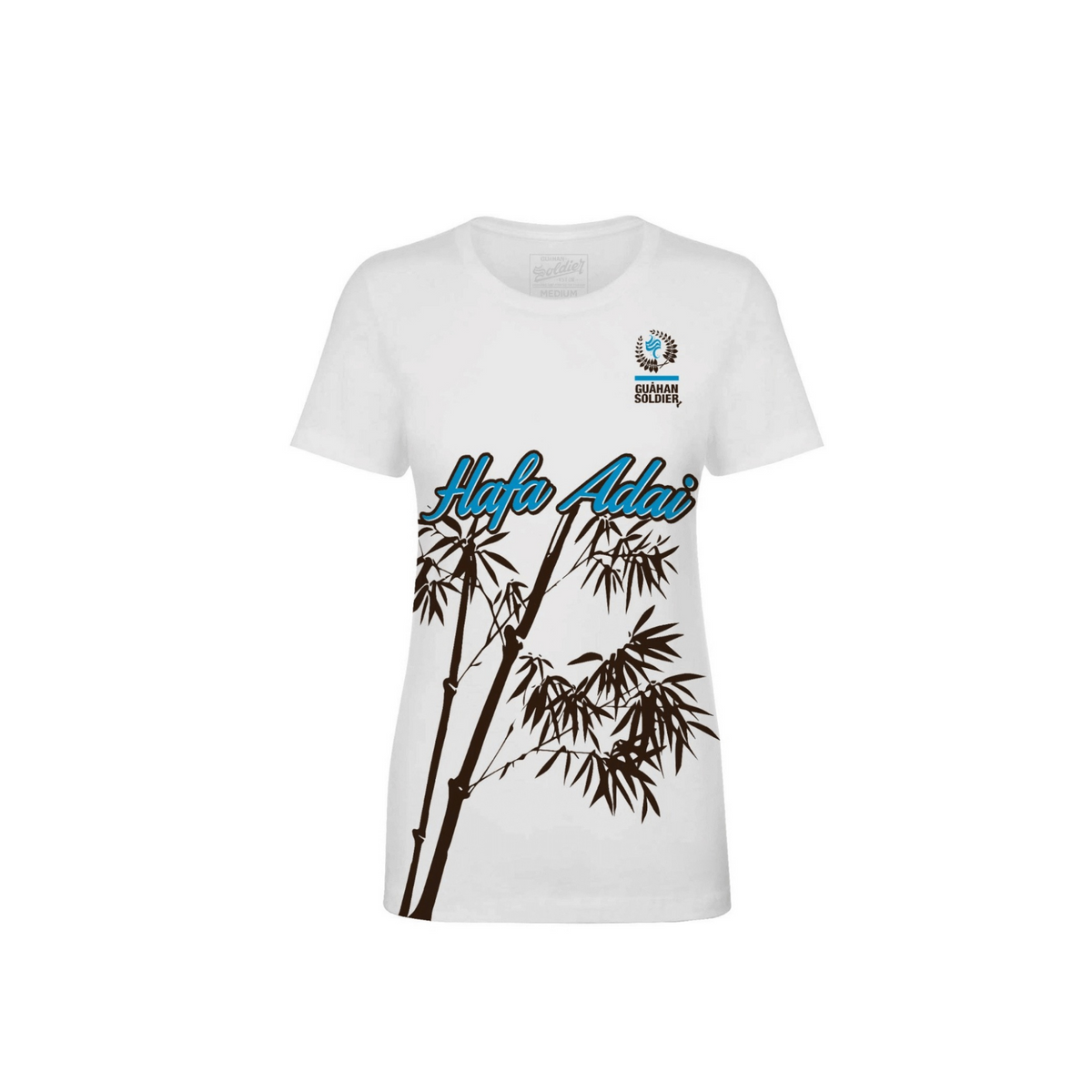 Guåhan Soldier “Hafa Adai” Women’s T-shirt – Light Blueprint