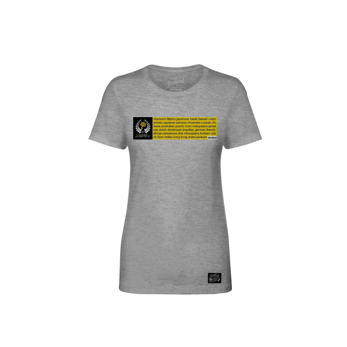 Guåhan Soldier Women’s “#linked” T-shirt – Yellow Print
