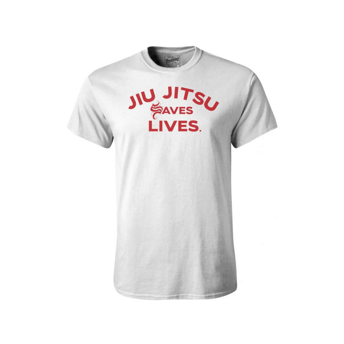 Guåhan Soldier Men’s “Jiu Jitsu Saves Lives” White T-shirt
