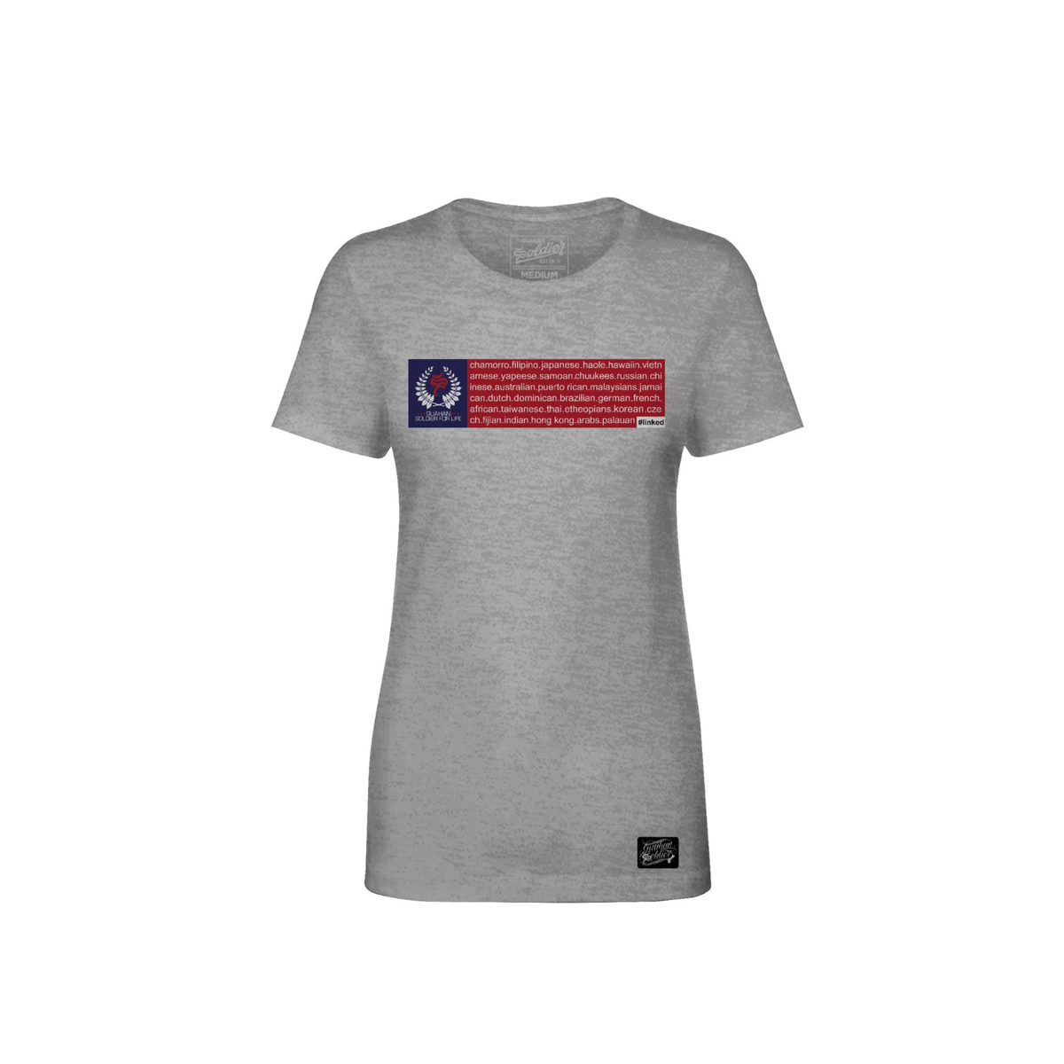 Guåhan Soldier Women’s “#linked” T-shirt – Red & Blueprint
