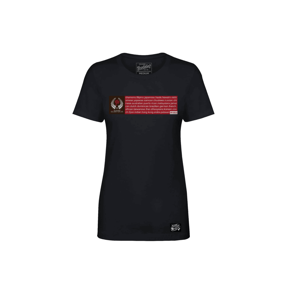 Guåhan Soldier Women’s “#linked” T-shirt – Red & Blueprint