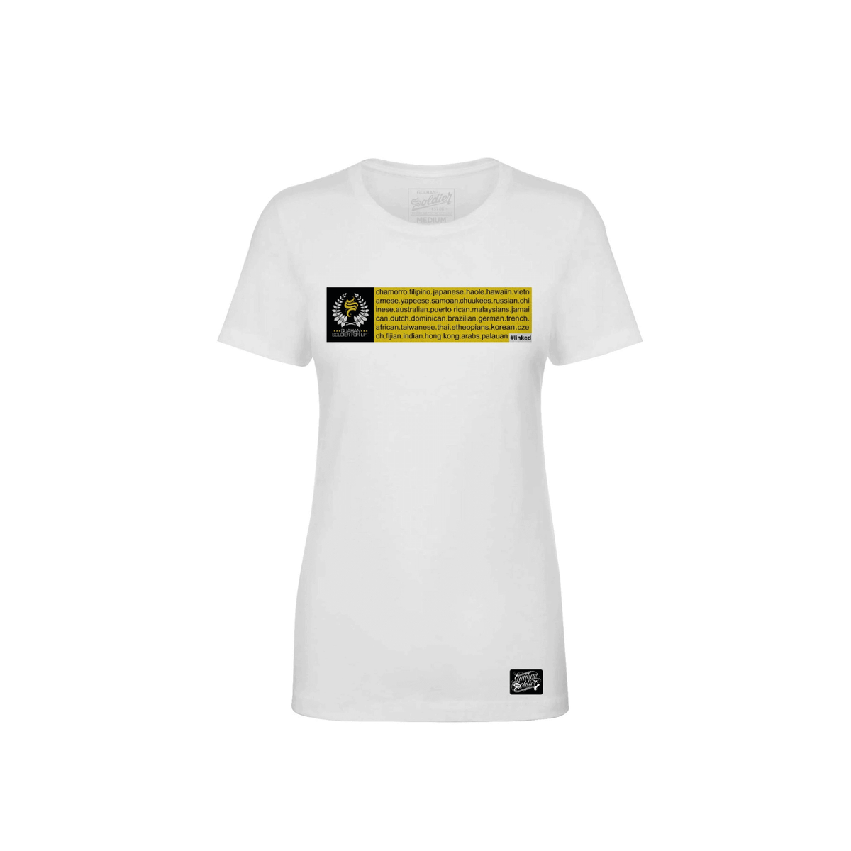 Guåhan Soldier Women’s “#linked” T-shirt – Yellow Print