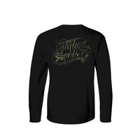 uahan Soldier Men’s "Script in Camo Print" Black Long Sleeve