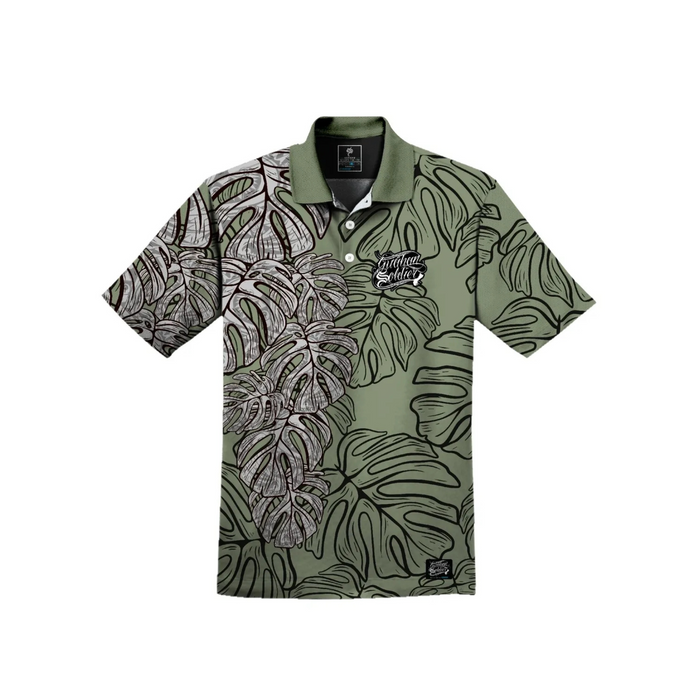 Guåhan Soldier Men’s “Monstera Leaf” 3-Button Polo