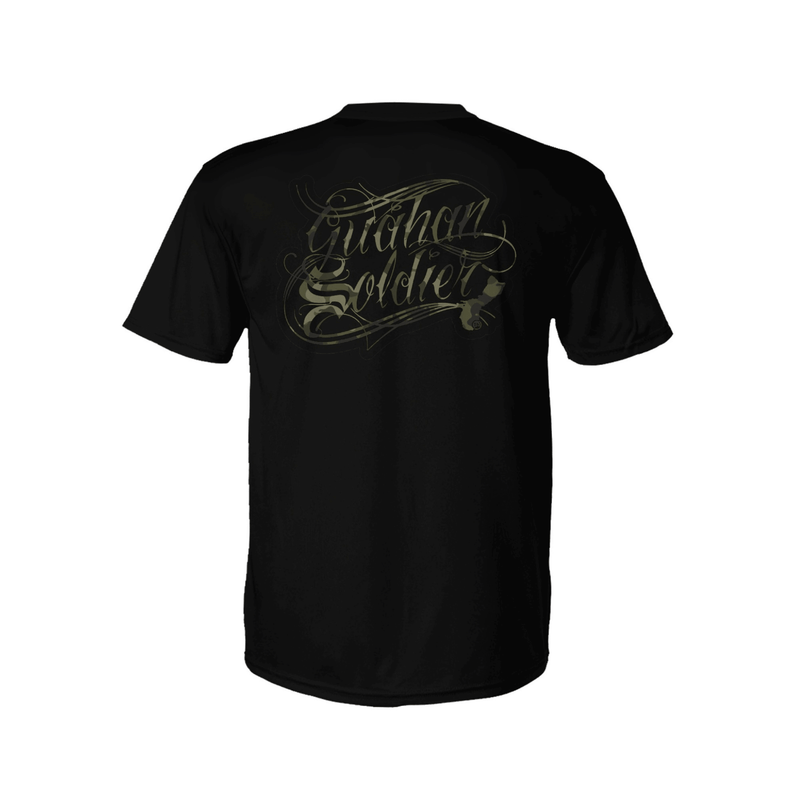 Guåhan Soldier Men’s “Script in Camo Print” T-shirt